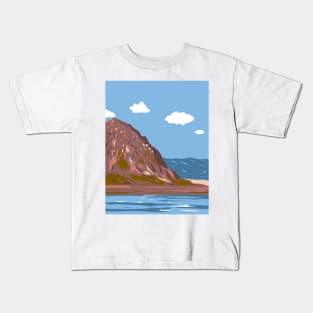 Morro Rock Beach in Morro Bay San Luis Obispo California WPA Poster Art Kids T-Shirt